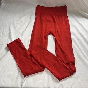 Chances R Leggings Base Layer Red Fleece Lined High Waist Banded Cold Weather G